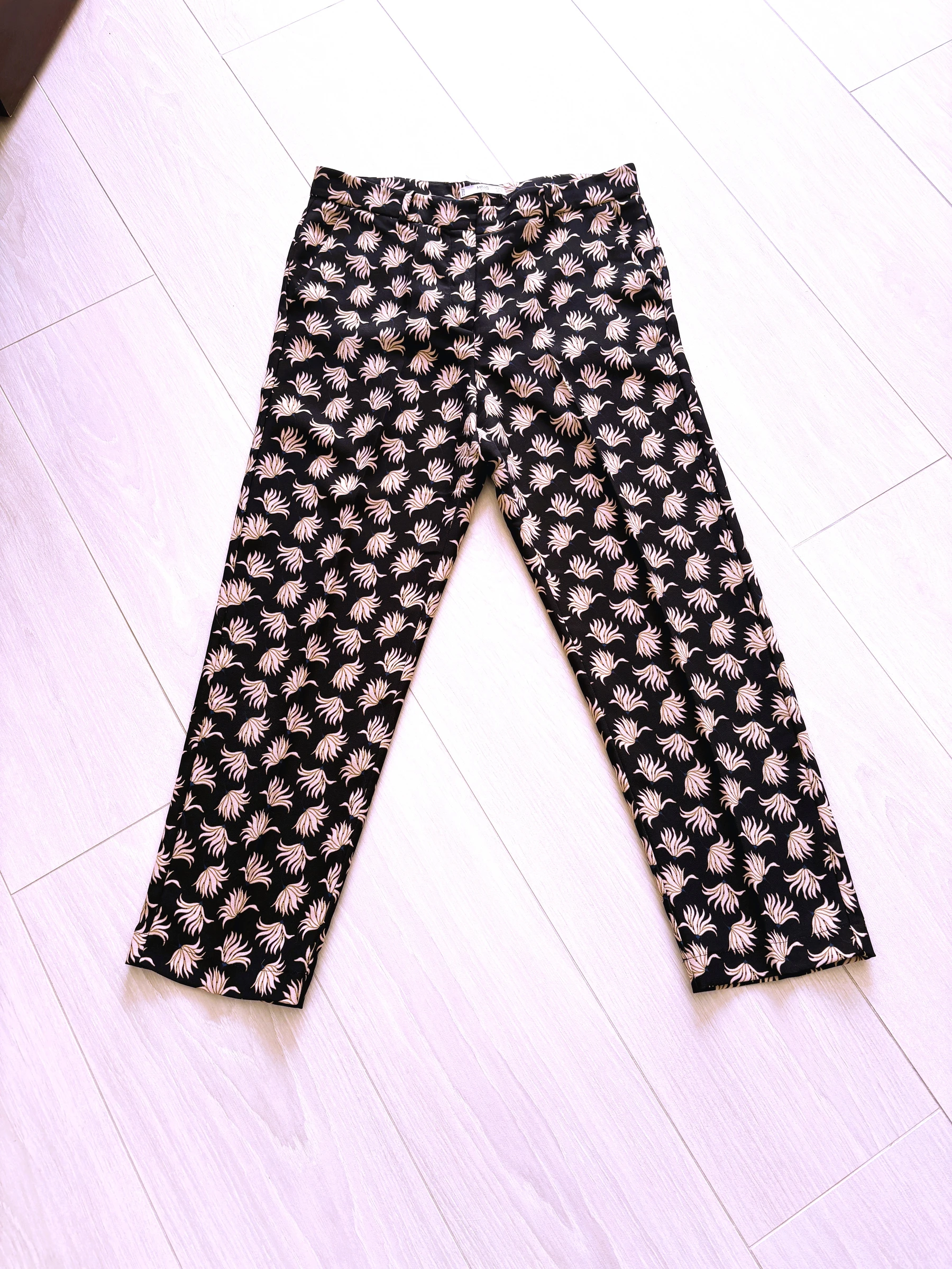 Mango Zomerbroek met Print – Maat 40 – Steekzakken – Rits & Haaksluiting – Riemlus